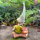 Pixie Sitting with a Bag of Apples and his Little Frog Friend