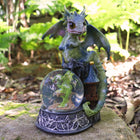 Ornate Dragon with Snow Globe 19cm