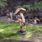 Frog Climbing up a  Mushroom with Lady Bug