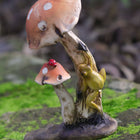 Frog Climbing up a  Mushroom with Lady Bug