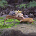 Baby Fairy Asleep on a Leaf with a little Kitten