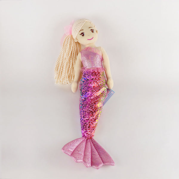Mermaid Bella Plush with Pink Rainbow Tail