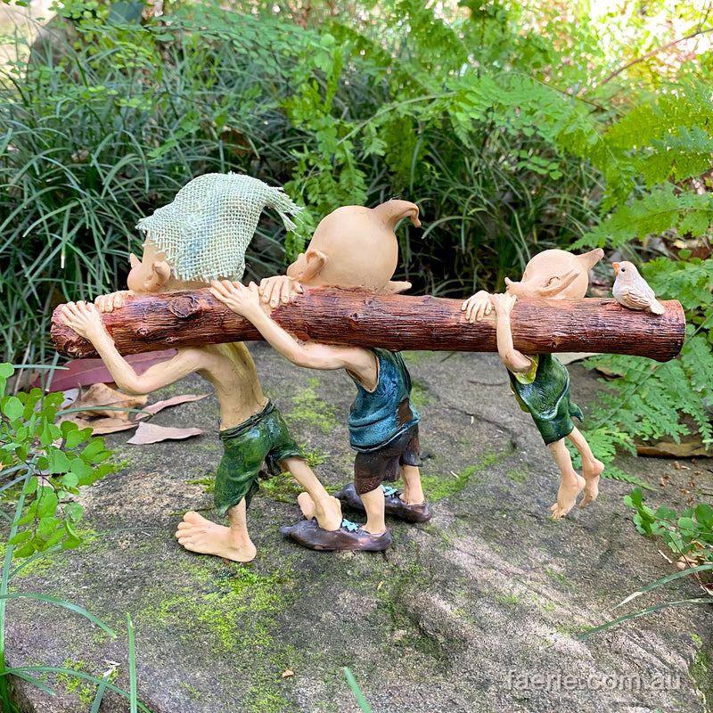 Pixie Brothers all helping to Carrying a Log back Home (b)