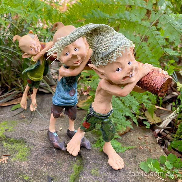 Pixie Brothers all helping to Carrying a Log back Home (b)