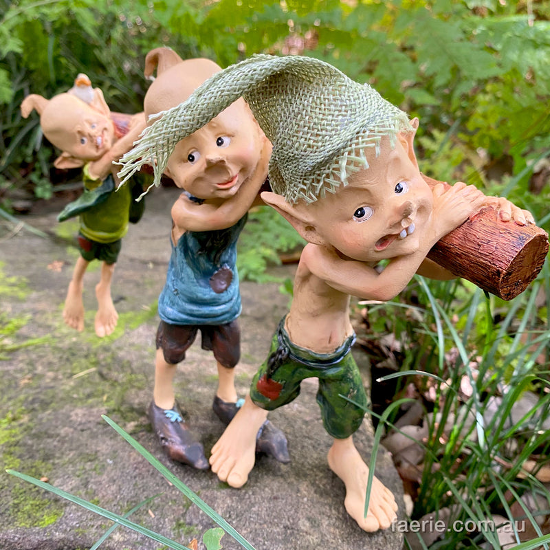 Pixie Brothers all helping to Carrying a Log back Home (b)