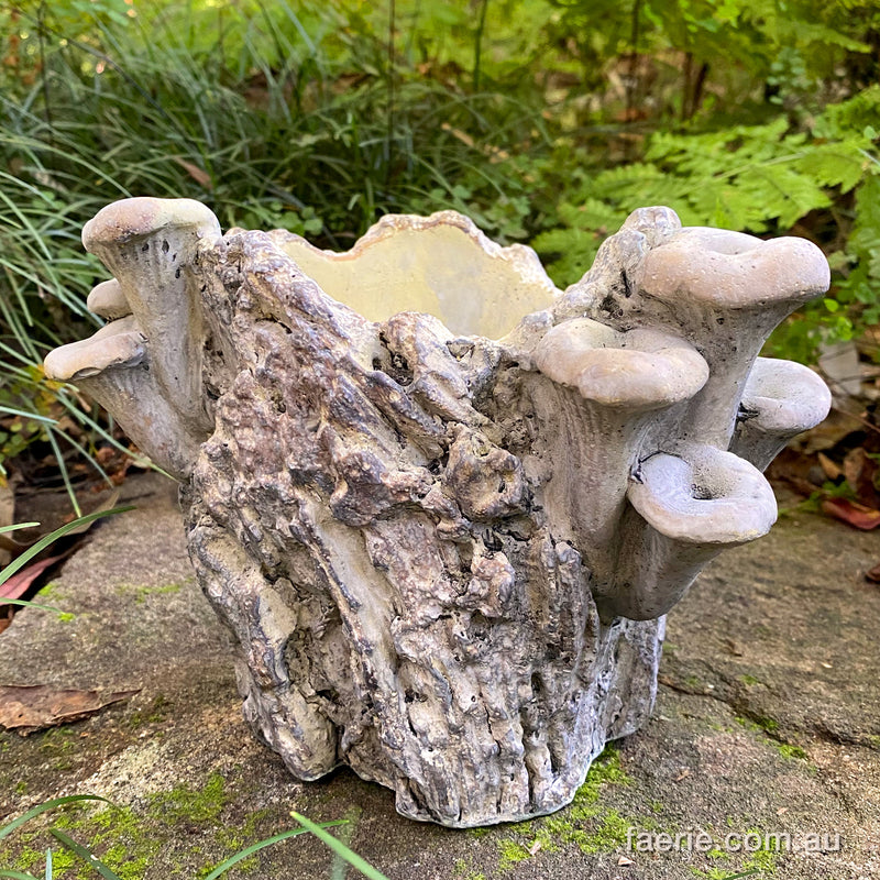 Small "Mushroom Log Plant Pot" Concrete Planter