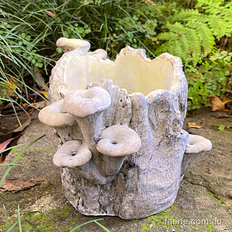 Small "Mushroom Log Plant Pot" Concrete Planter