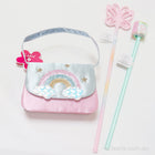 Fairy Essentials .. Fairy Princess Rainbow Purse with a Pastel Butterfly Glitter Wand and Rainbow Dancing Ribbon