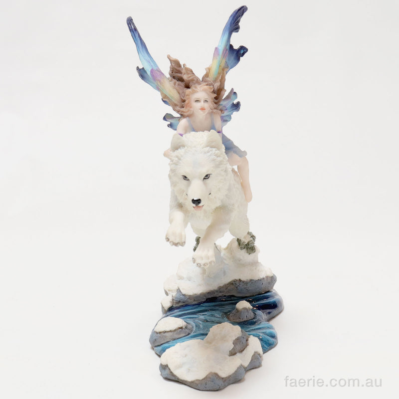 Fairy Riding on Leaping Wolf Figurine by Veronese Design