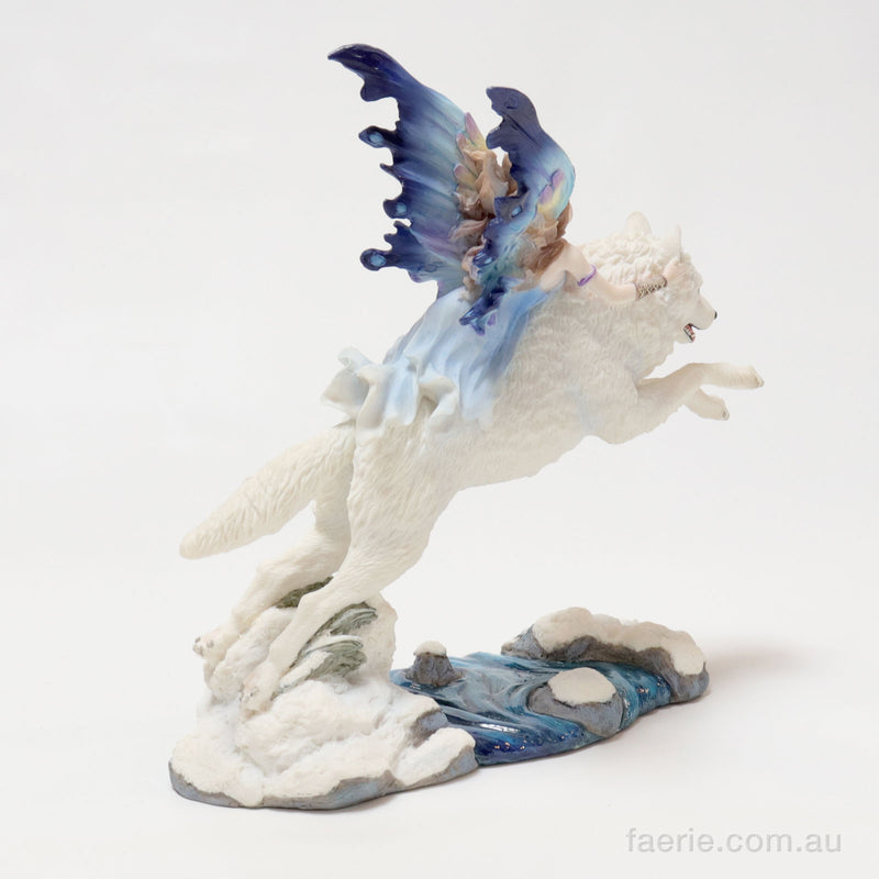 Fairy Riding on Leaping Wolf Figurine by Veronese Design