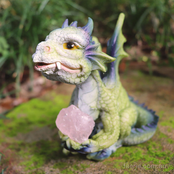 Dragon holding a Pink Rock 12cm