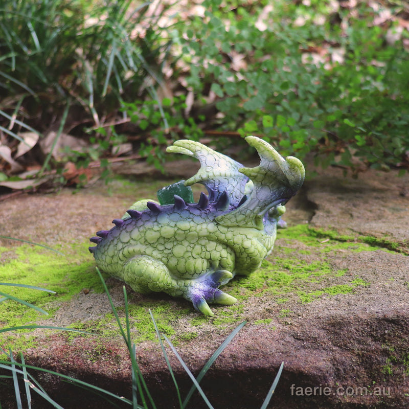 Dragon holding a Opaque Green Rock 12cm