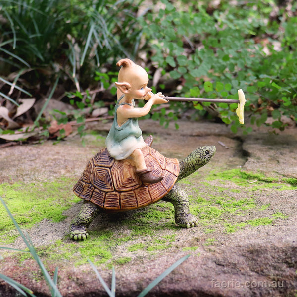 Pixie Girl Riding on a Turtle Friend – Faerie Store