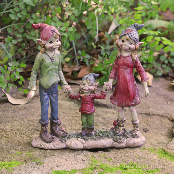 A Beautiful Pixie Family Figurine - Mother, Father and Child