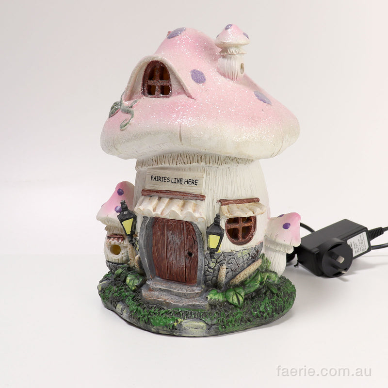 "Fairies Live Here" Mushroom House Night Light