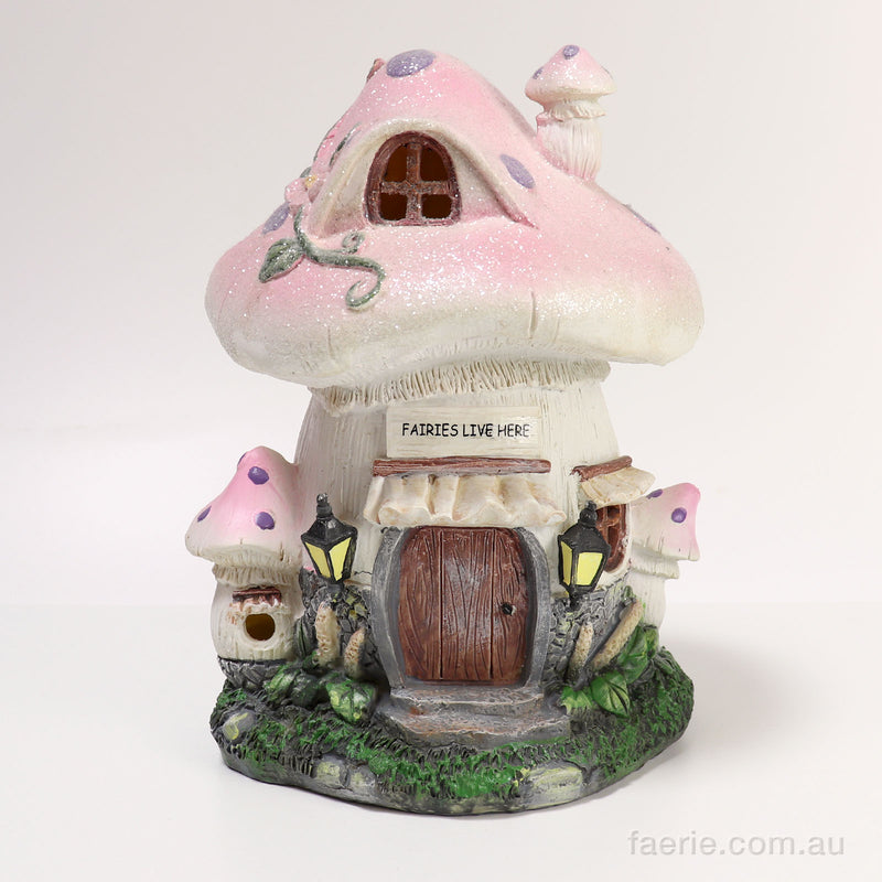 "Fairies Live Here" Mushroom House Night Light