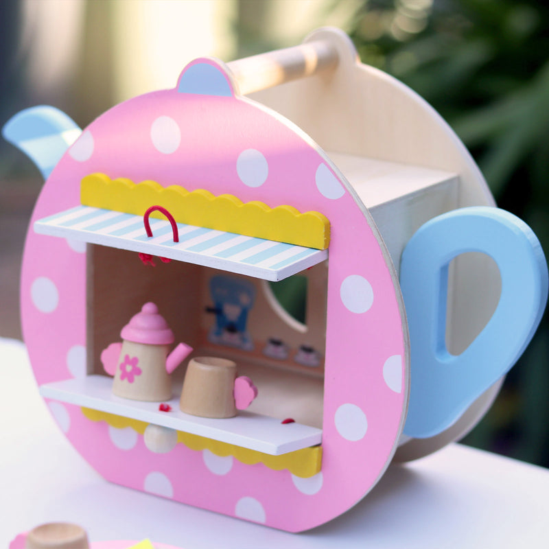 Wooden Teapot Spotted Cafe Playset