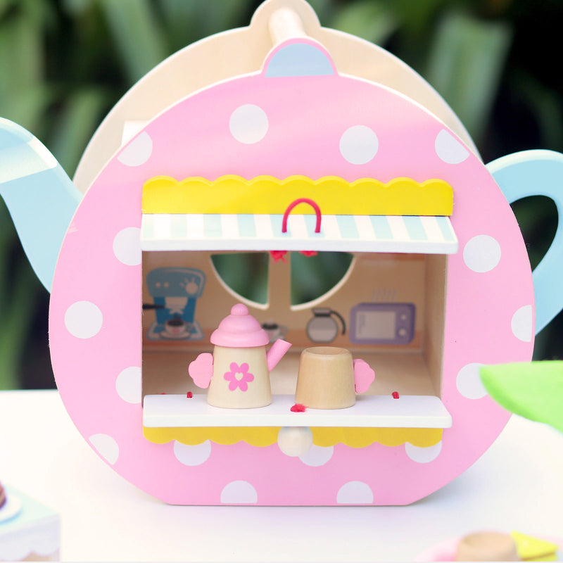 Wooden Teapot Spotted Cafe Playset