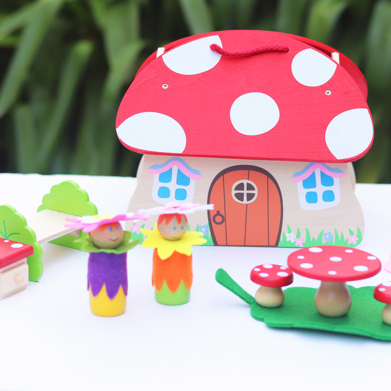 Fairy Mushroom House Wooden Playset